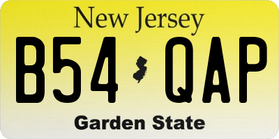NJ license plate B54QAP