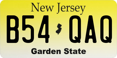 NJ license plate B54QAQ