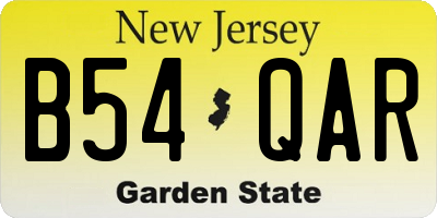 NJ license plate B54QAR