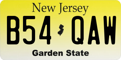NJ license plate B54QAW