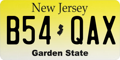 NJ license plate B54QAX