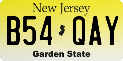 NJ license plate B54QAY