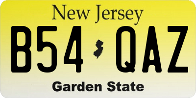 NJ license plate B54QAZ