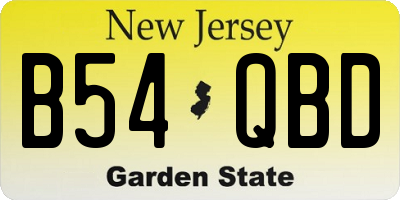 NJ license plate B54QBD