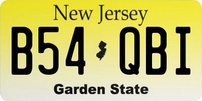 NJ license plate B54QBI