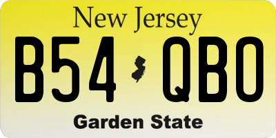 NJ license plate B54QBO