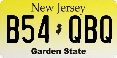 NJ license plate B54QBQ