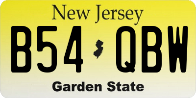 NJ license plate B54QBW