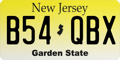 NJ license plate B54QBX