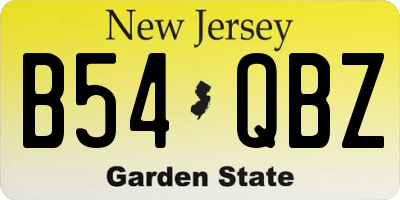 NJ license plate B54QBZ