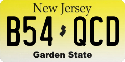 NJ license plate B54QCD