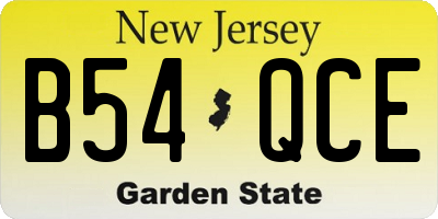 NJ license plate B54QCE