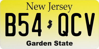 NJ license plate B54QCV