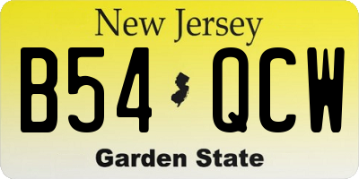 NJ license plate B54QCW