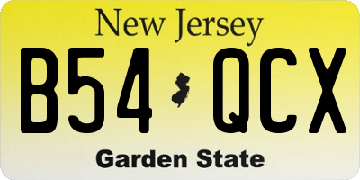 NJ license plate B54QCX