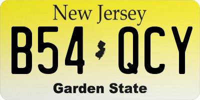 NJ license plate B54QCY