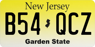 NJ license plate B54QCZ
