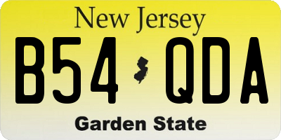 NJ license plate B54QDA