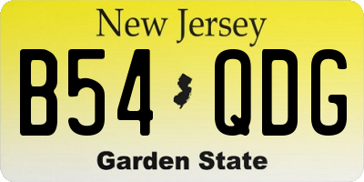 NJ license plate B54QDG