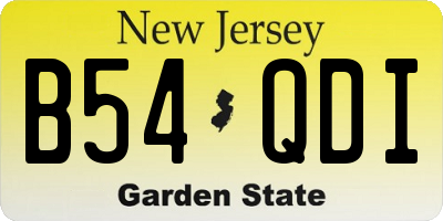 NJ license plate B54QDI