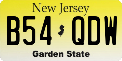 NJ license plate B54QDW