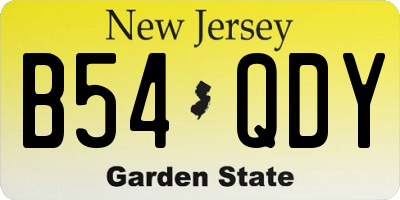 NJ license plate B54QDY
