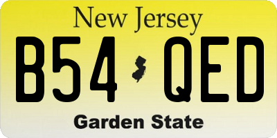 NJ license plate B54QED