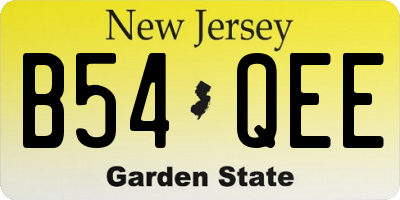 NJ license plate B54QEE