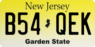 NJ license plate B54QEK