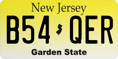 NJ license plate B54QER