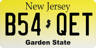 NJ license plate B54QET