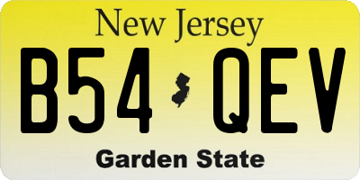 NJ license plate B54QEV
