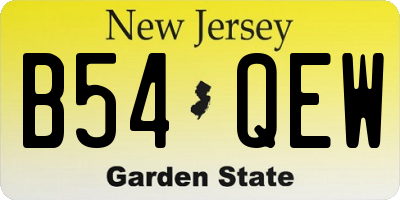 NJ license plate B54QEW
