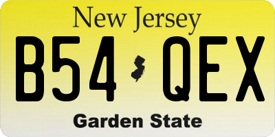 NJ license plate B54QEX