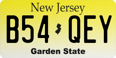 NJ license plate B54QEY