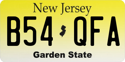 NJ license plate B54QFA