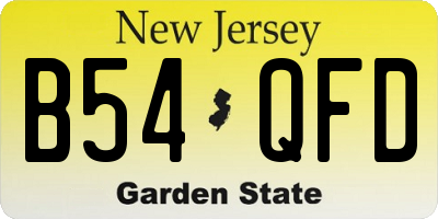 NJ license plate B54QFD