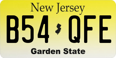 NJ license plate B54QFE