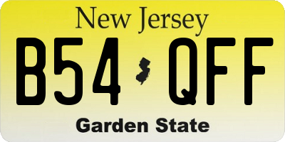 NJ license plate B54QFF