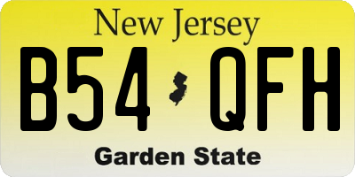 NJ license plate B54QFH
