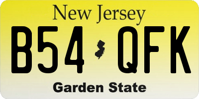 NJ license plate B54QFK