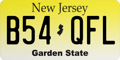 NJ license plate B54QFL