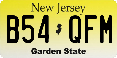 NJ license plate B54QFM