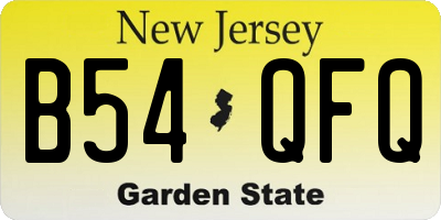 NJ license plate B54QFQ