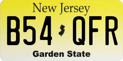 NJ license plate B54QFR