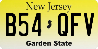 NJ license plate B54QFV