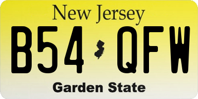 NJ license plate B54QFW