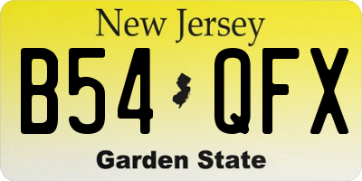 NJ license plate B54QFX