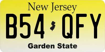 NJ license plate B54QFY