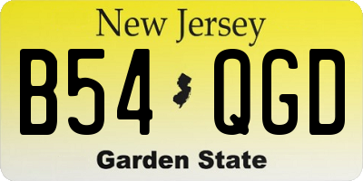 NJ license plate B54QGD